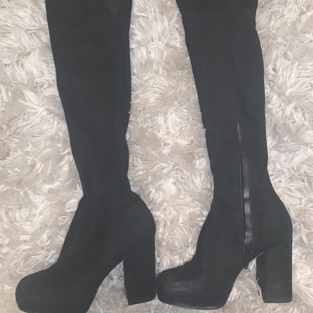 Over The Knee Black Suede Boots